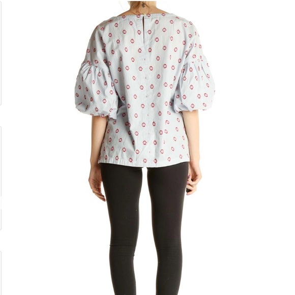 Loft puff sleeve embroidered poplin top - Picture 4 of 10